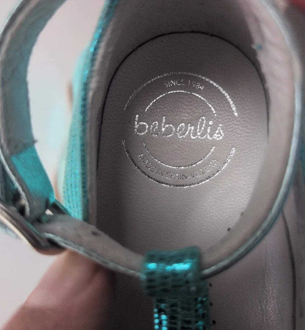 Beberlis Turquoise Leather Ankle-Strap Dress Shoes